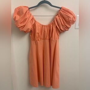 Abercrombie & Fitch Peach Puff Sleeve Mini Dress Cotton Blend Small Cottagecore